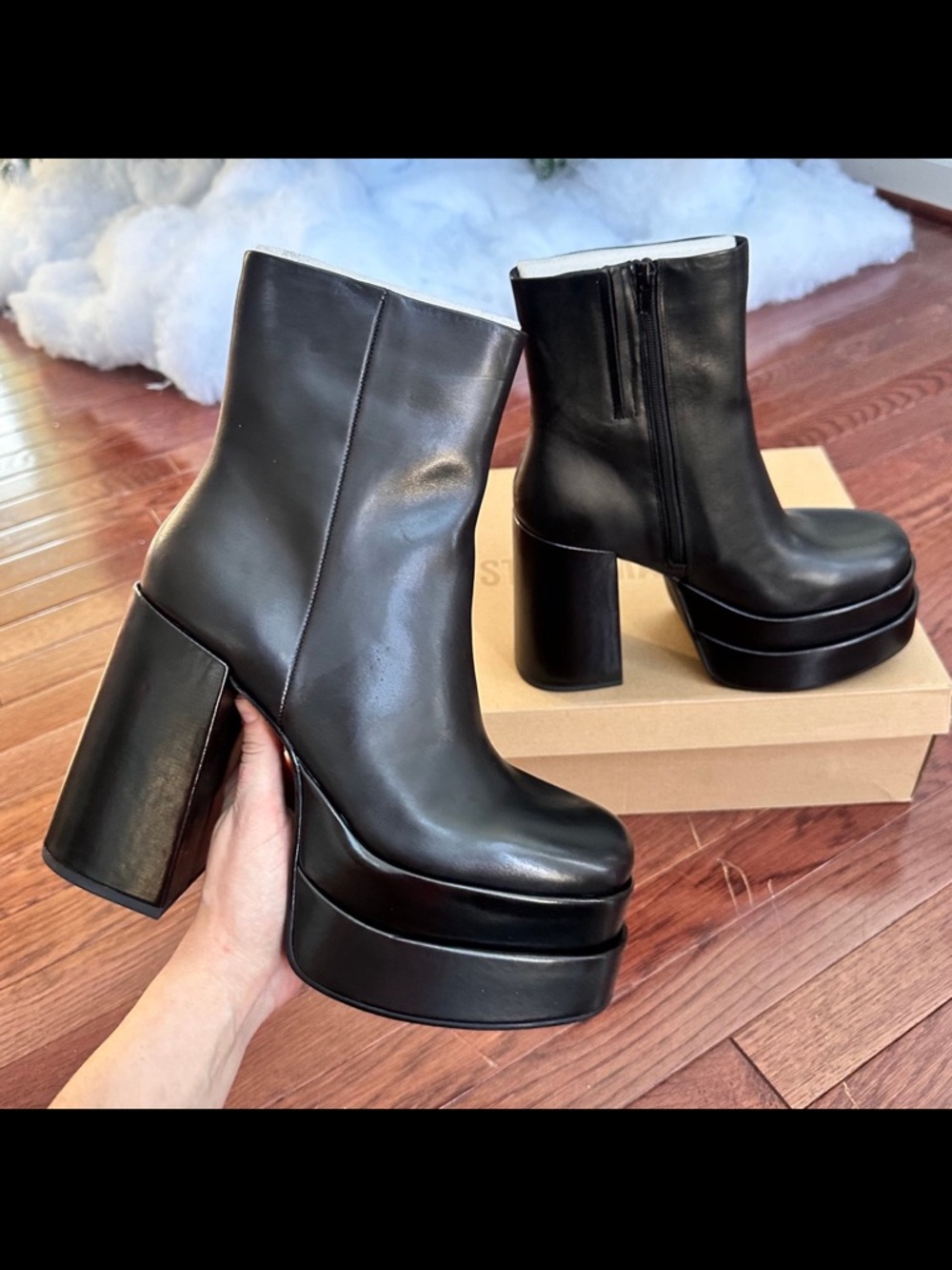 Steve‎ Madden Cobra Black Double Platform Block Heel Ankle Boots New Woman’s 10 - Picture 11 of 12